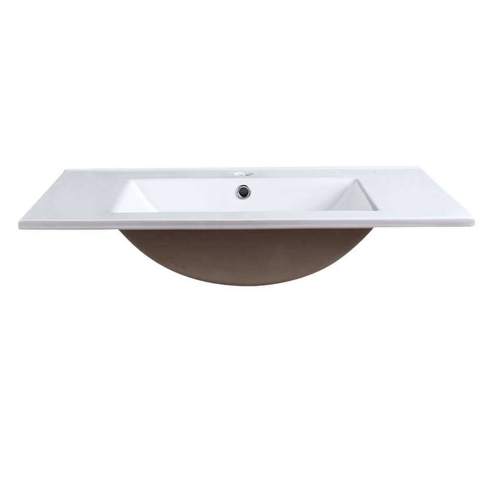 Fresca Torino 30'' White Ceramic Rectangular Bathroom Sink with Overflow