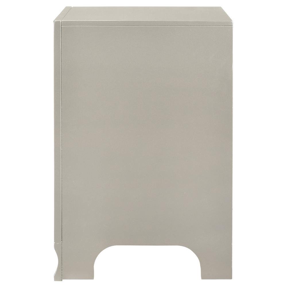 Metallic Sterling 2-Drawer Nightstand with Ring Handles