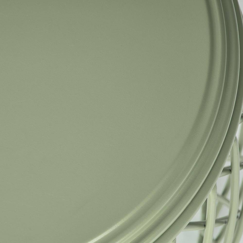 Matte Green 19 Inch Lattice Iron Outdoor Side Table