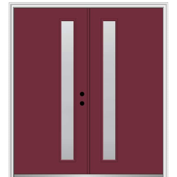 MMI Door 64 in. x 80 in. Viola Left-Hand Inswing 1-Lite Frosted Painted Fiberglass Smooth Prehung Front Door on 4-9/16 in. Frame