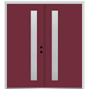 72 in. x 80 in. Viola Left-Hand Inswing 1-Lite Frosted Painted Fiberglass Smooth Prehung Front Door on 4-9/16 in. Frame
