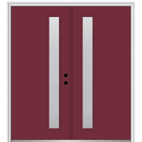MMI Door 72 in. x 80 in. Viola Left-Hand Inswing 1-Lite Frosted Painted Fiberglass Smooth Prehung Front Door on 4-9/16 in. Frame