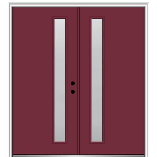 MMI Door 60 in. x 80 in. Viola Left-Hand Inswing 1-Lite Frosted Painted Fiberglass Smooth Prehung Front Door on 6-9/16 in. Frame