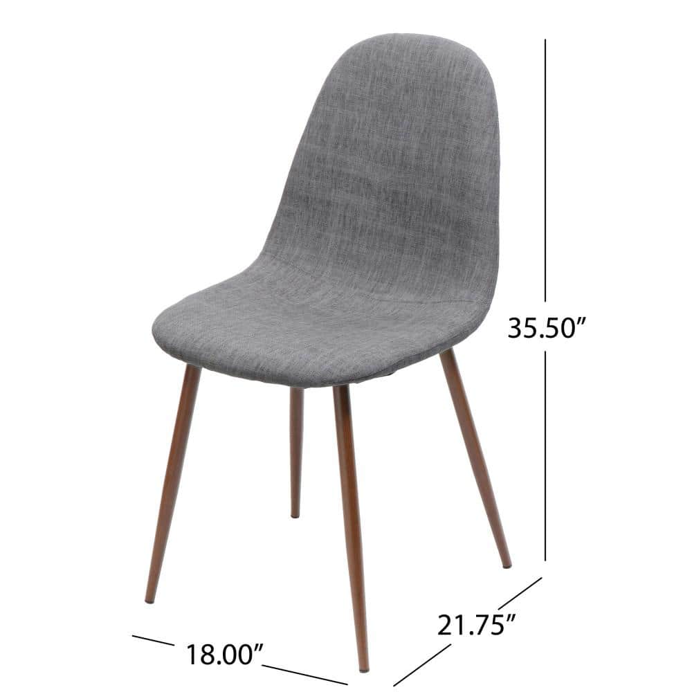 Elegant Mid-Century Modern Dining Chairs in Light Grey with Dark Walnut Iron Legs, Set of 2
