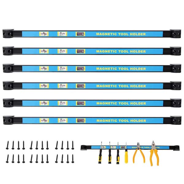 6-Piece 24 in. Heavy Duty Magnet Tool Bar, Magnetic Tool Holder, Magnetic Tool Holder Strip