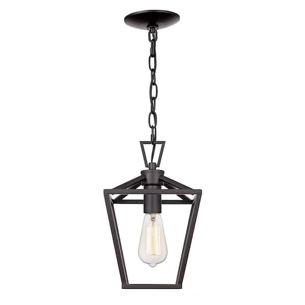 Bel Air Lighting Lacey 1-Light Oil Rubbed Bronze Farmhouse Mini Pendant Light Fixture with Caged Metal Shade