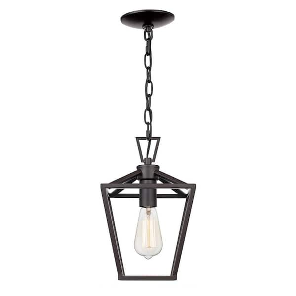 Lacey 1-Light Oil Rubbed Bronze Farmhouse Mini Pendant Light Fixture with Caged Metal Shade