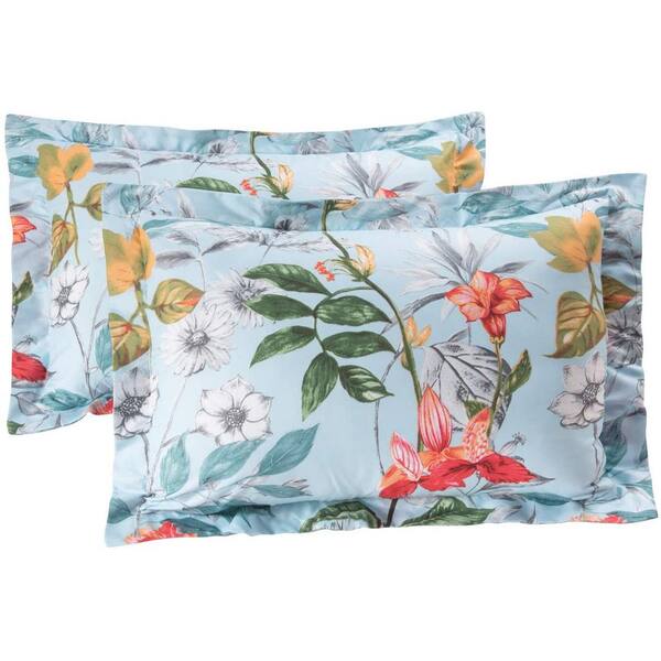 Shatex 3-Piece Blue Floral Microfiber Queen Comforter Set Printed