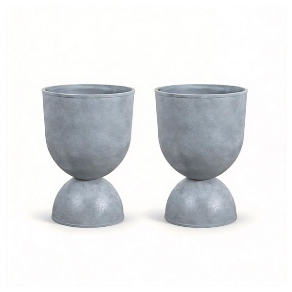 15.8 in. Top Dia x 22.2 in. H Gray PE Cone Outdoor Planter (2-Pack)