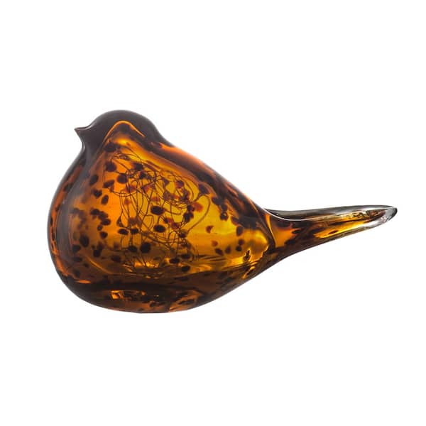 A & B Home Large Light Amber Glass Bird with LED