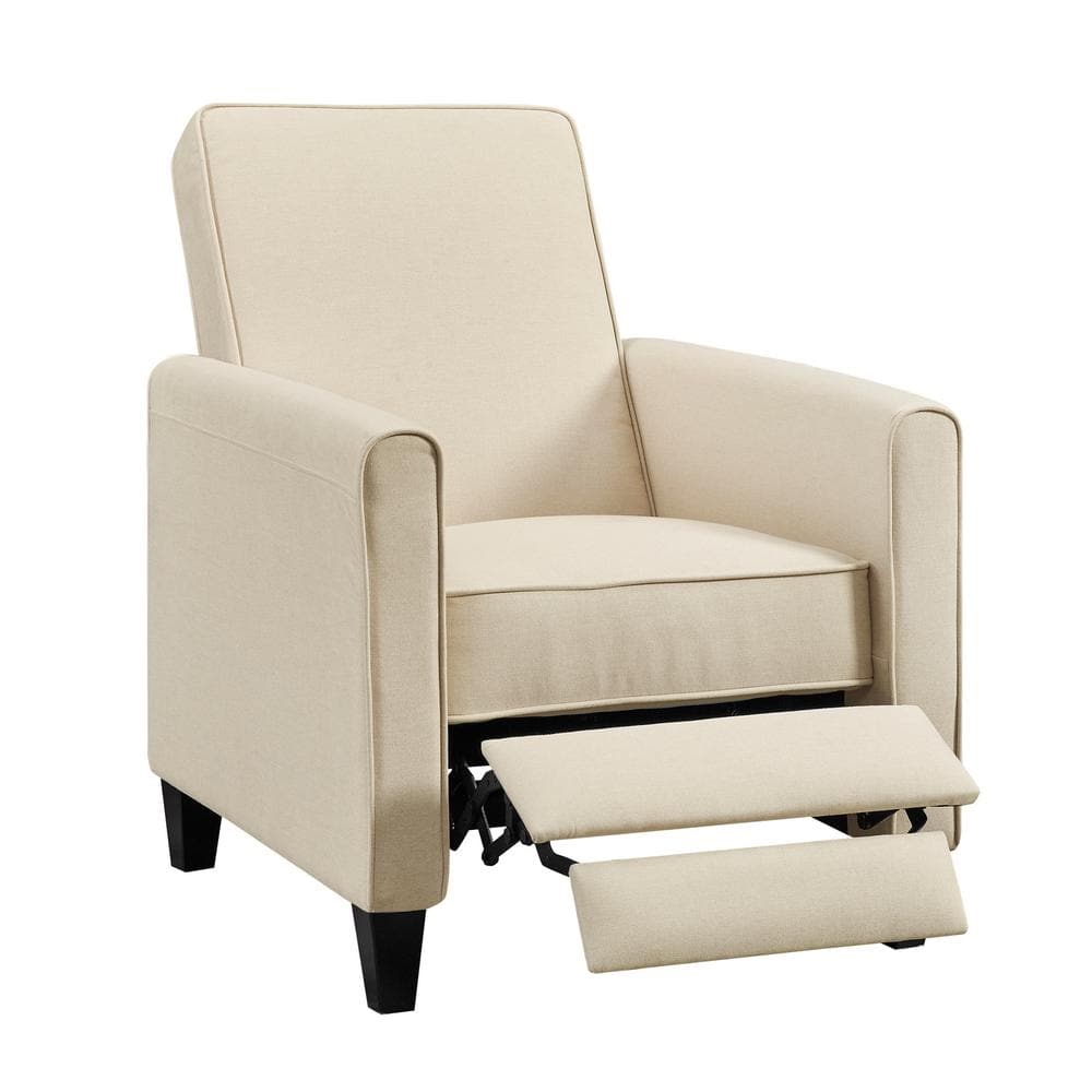 MAYKOOSH Cream Manual Pushback Recliner Linen Chairs, Customizable
