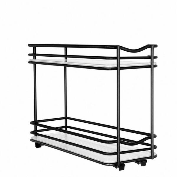 Pull Out Spice Rack Organizer for Cabinets, Sliding Two-Tier, Black