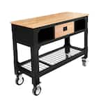 48 in. x 19 in. 1-Drawer Rolling Workbench with Wooden Top and Locking Casters