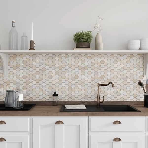 Apollo Tile Beige 4 in. x 5 in. Leaf Polished and etched