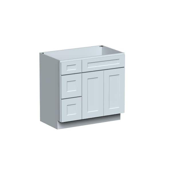 36in W x 21in D x 34. 5in H Plywood Ready to Assemble Floor Base Kitchen Cabinet in Grey with Drawer