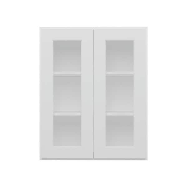 HOMLUX 24 in. W x 12 in. D x 30 in. H in Shaker White Ready to Assemble Wall Kitchen Cabinet with No Glasses