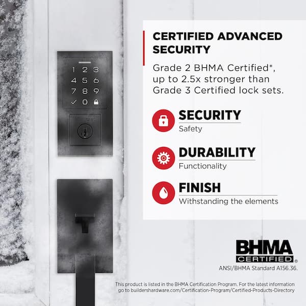 Kwikset Matte Black SmartKey Deadbolt ANSI/BHMA Grade 3 2-3/4 in. Kwikset Matte Black SmartKey Deadbolt ANSI/BHMA Grade 3 2-3/4 in.