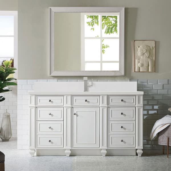 Bristol 60.0 in. W x 23.5 in. D x 34.0 in. H Bathroom Vanity in Bright White with White Zeus Silestone Quartz Top