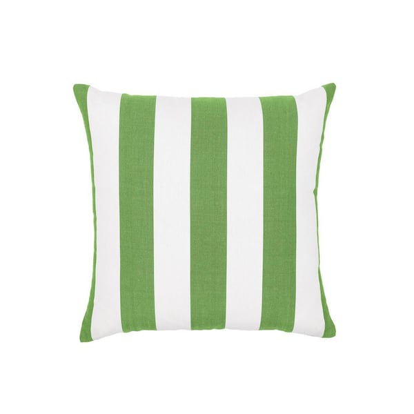 Cabana Stripe Green/White Set of Two 18 in. Knife Edge Filled Outdoor Throw Pillow