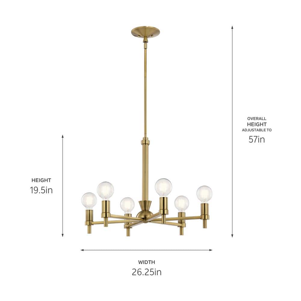Torvee 26" Brushed Natural Brass 6-Light Geometric Chandelier