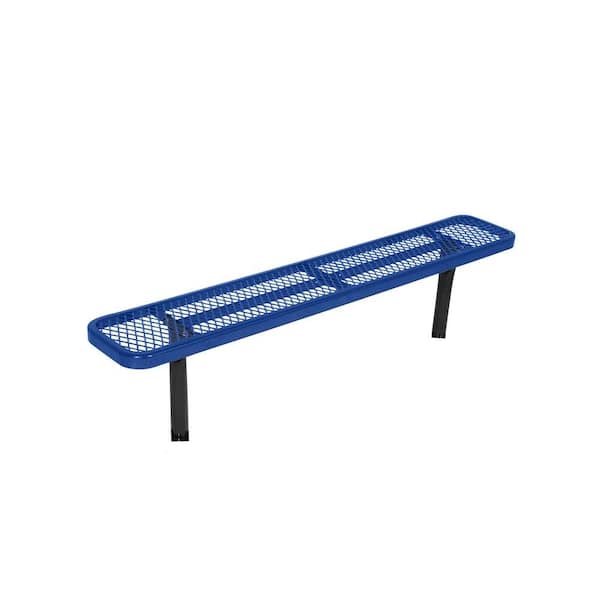 Unbranded In-Ground 8 ft. Blue Diamond Commercial Park Bench without Back