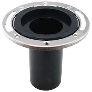 7 in. O.D. Plumbfit ABS Closet (Toilet) Flange w/Stainless Steel Ring & 6 in. Shank, Fits Inside 3 in. Sch. 40 DWV Pipe