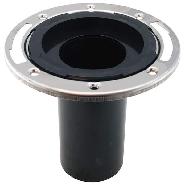 7 in. O.D. Plumbfit ABS Closet (Toilet) Flange w/Stainless Steel Ring & 6 in. Shank, Fits Inside 3 in. Sch. 40 DWV Pipe