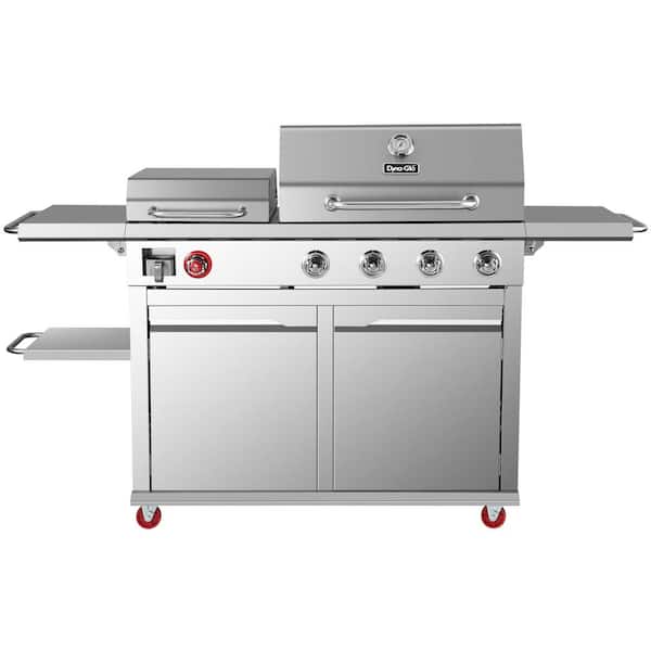 Dyna-Glo 4-Burner Propane Gas Grill in Stainless Steel with Griddle