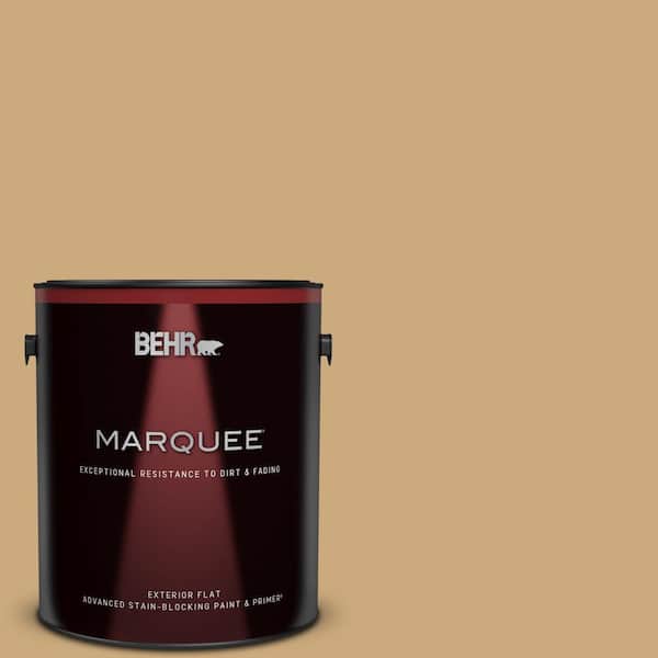 BEHR MARQUEE 1 gal. #S300-4 Flax Straw Flat Exterior Paint & Primer