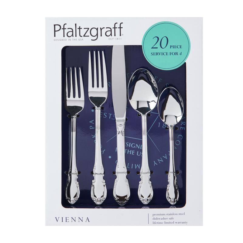Pfaltzgraff Pfaltzgraff Vienna 20-Piece Stainless Steel Flatware Set, Service for 4