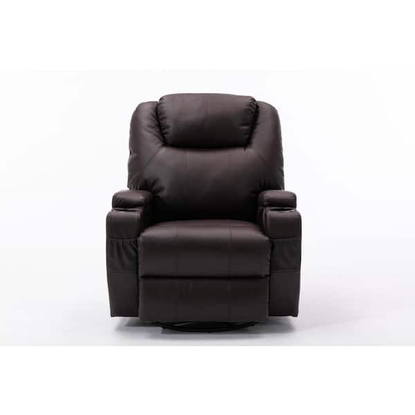 Unbranded 33.5 in. Width Big and Tall Brown Flocked Leather Power Reclining Recliner