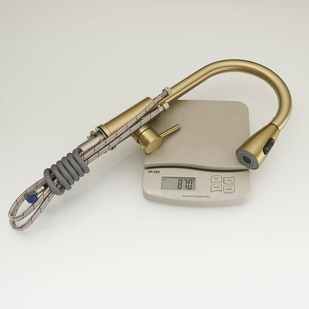 Brushed Gold Single Handle Pull Down Kitchen Faucet