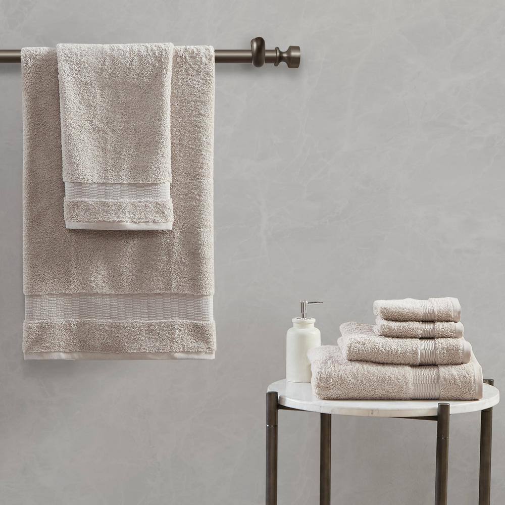 Luxurious Sand and White Egyptian Cotton 6-Piece Towel Set