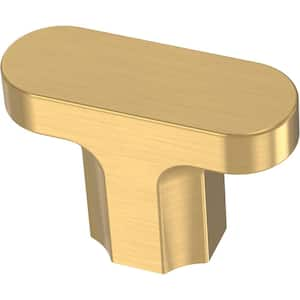 Scalloped 1-5/8 in. (42 mm) Modern Gold T-Knob Cabinet Knob