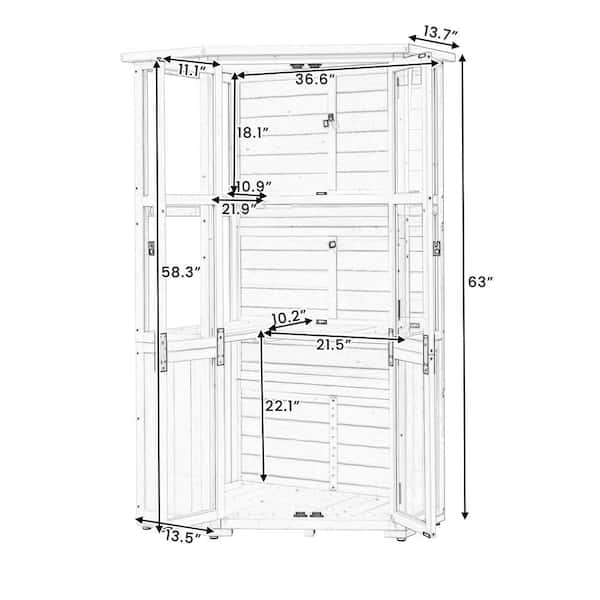 3 ft. W x 2 ft. D Wood Shed with Double Door (6 sq. ft. )
