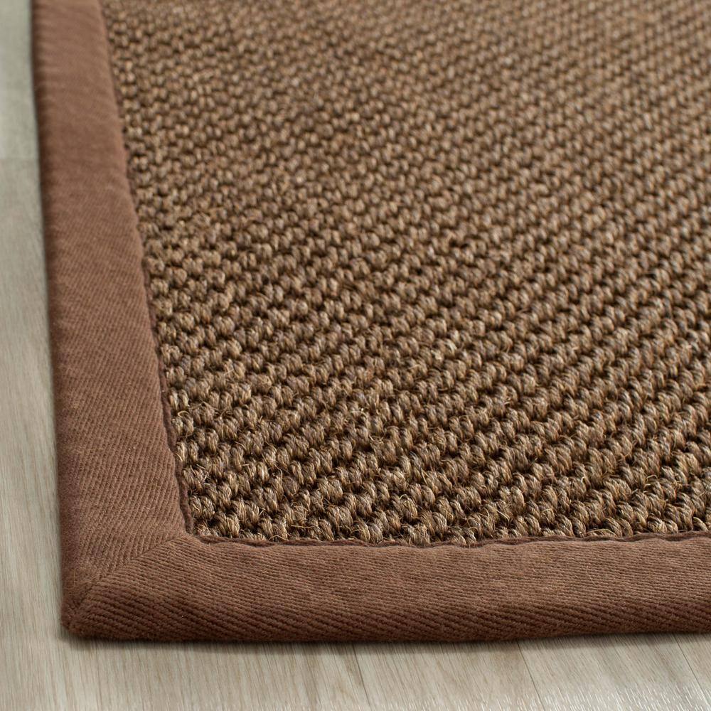 Hand-Knotted Cotton Natural Fiber 6' Square Brown Area Rug