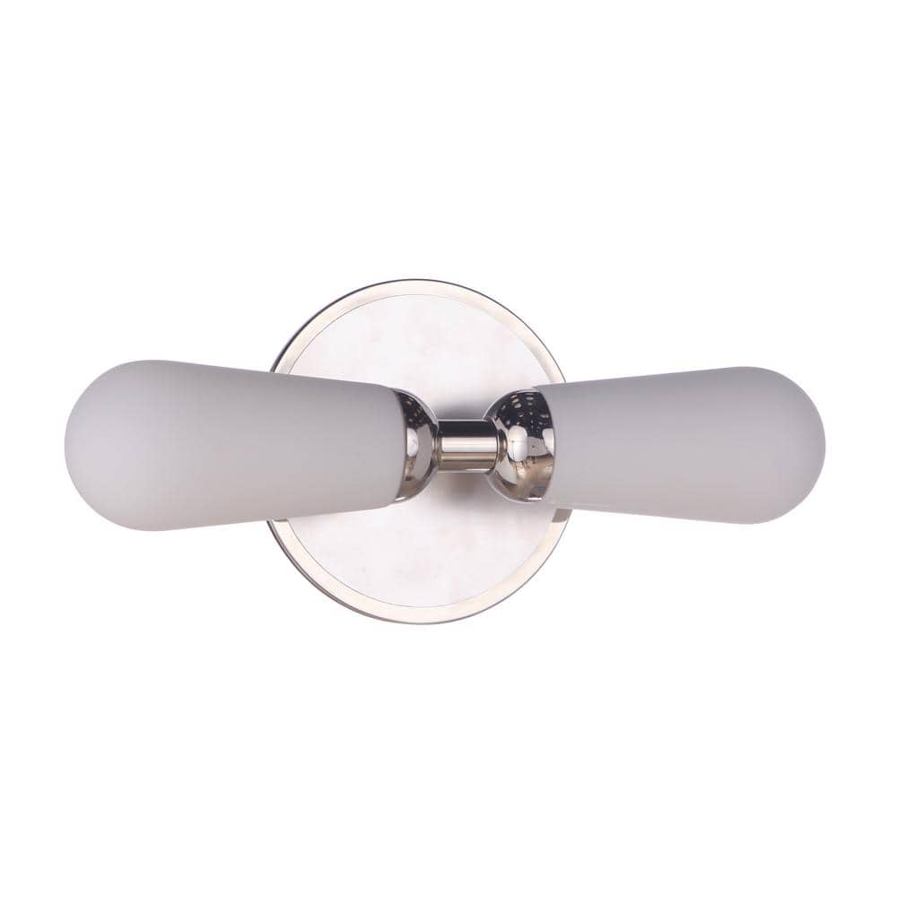 Riggs 16 in. 2 Light Brushed Polished Nickel/Polished Nickel Finish Vanity Light with White Frosted Glass Shade price history on PriceWatchPro