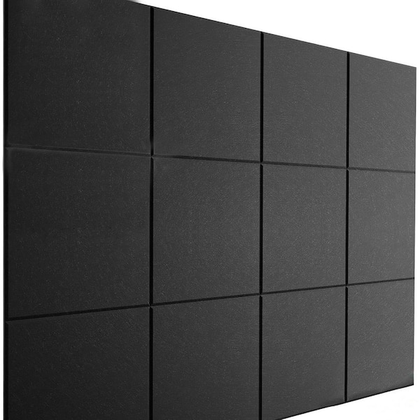 Unbranded 12 Pack 47x35 Felt Series Large Cork Bulletin Board Wall Tiles with 72 Adhesive Tabs 60 Push Pins Black