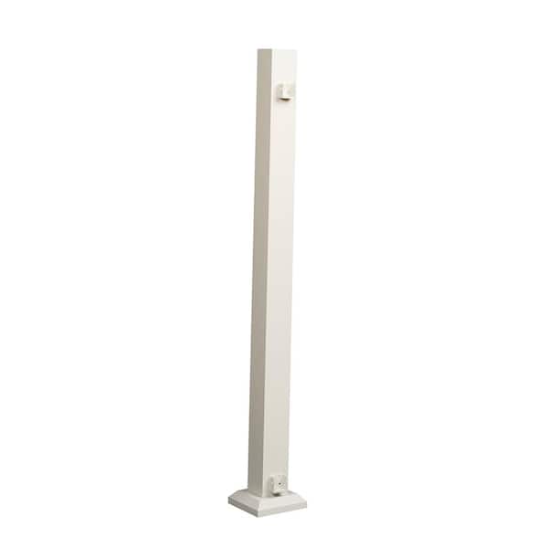 FORTRESS Al13 Home Rail 6.1 in. H x 6.1 in. W Matte White Aluminum End Post with Base Cover and Brackets Stair Railing Kit