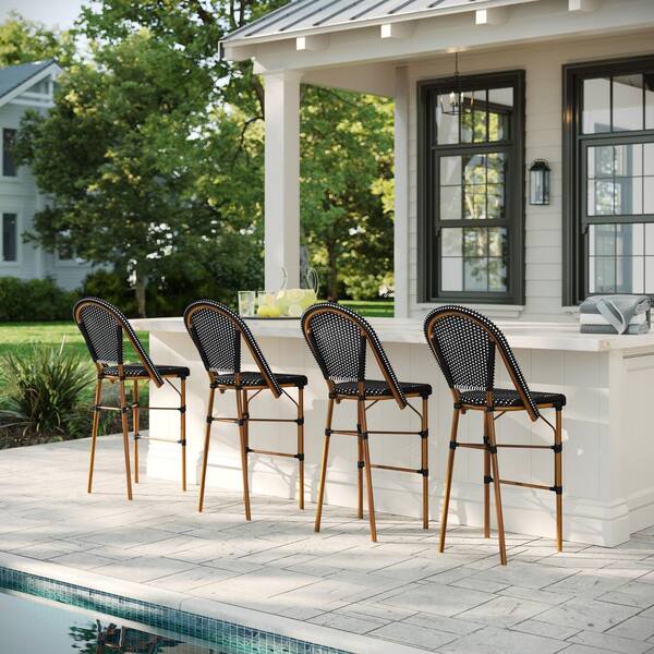 MARTHA STEWART Lily Pond Stackable Aluminum Outdoor Bar Stools