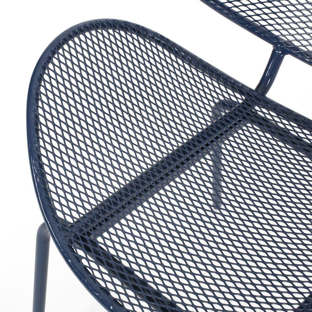 Navy Blue Iron Shell Outdoor Dining Chair Set of 2