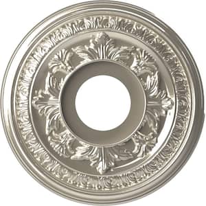13" OD x 3-1/2" ID x 3/4" P Baltimore Thermoformed PVC Ceiling Medallion Fits Canopies up to 5-1/4", Bright Coat Chrome