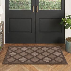 Easy Care Brown doormat 2 ft. x 4 ft. Trellis Contemporary Area Rug