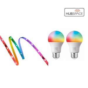 Smart Lighting Starter Kit including Color Changing LED Strip light and Smart Bulbs, Powered by Hubspace