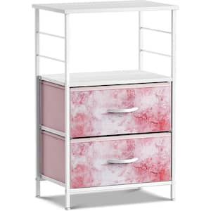 2-Drawer Tie-Dye Pink Nightstand 33.75 in. H x 21.62 in. W x 11.75 in. D