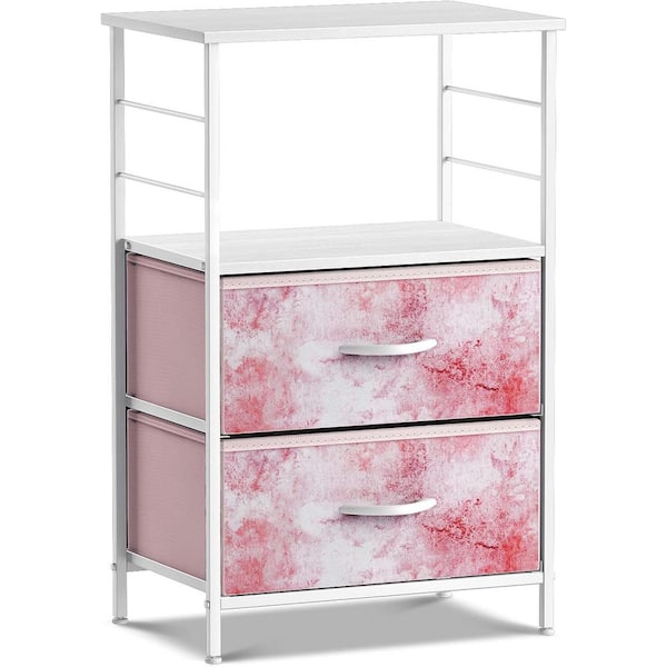 Sorbus 2-Drawer Tie-Dye Pink Nightstand 33.75 in. H x 21.62 in. W x 11.75 in. D