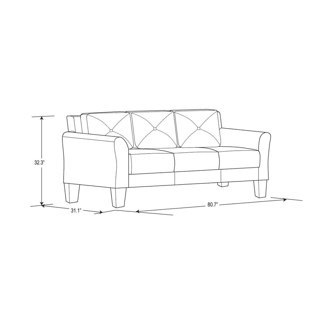Elysian Tufted Dark Gray Microfiber Sofa with Rolled Arms