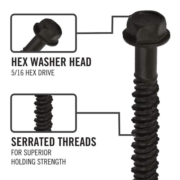 1/4 in. x 1-3/4 in. Hex-Head Concrete Screw Anchors Black (40-Piece)