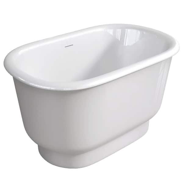 47 in. x 30 in. Acrylic Freestanding Soaking Bathtub Flatbottom Stand Alone Small Tub with Pop-Up Drain in White