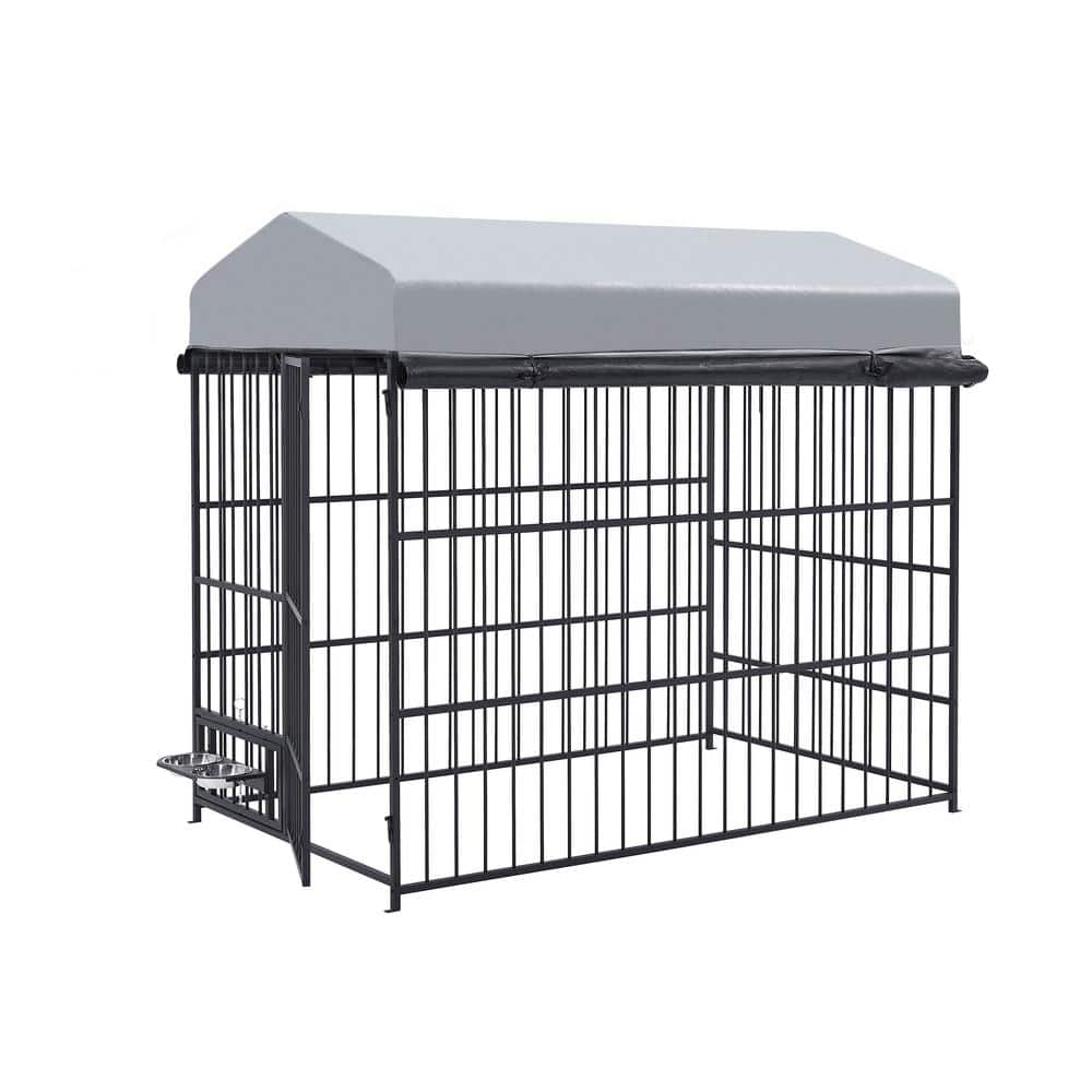 6.6 ft. L x 3.9 ft. W x 5.9 ft. H Dog Kennel Outdoor Pet Pens Dog Run Enclosure Animal Hutch Metal Coop Fence Roof Cover